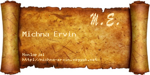 Michna Ervin névjegykártya